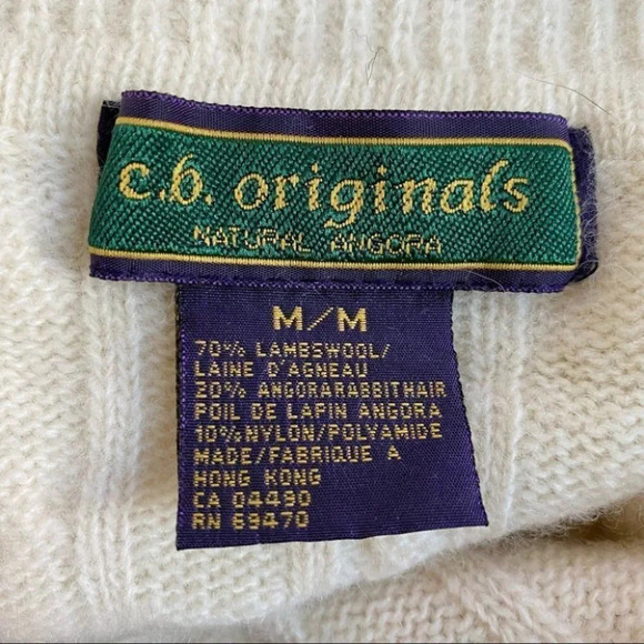 C.B. Originals Vintage  Natural Angora / Wool Cream Cable Knit Sweater - Picture 7 of 8